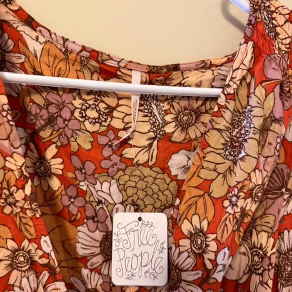 NWT Free People Under Wraps Mini Dress Warm Orange Combo Size 0 - Picture 11 of 11